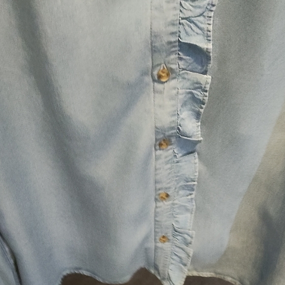 Simons Light Denim Ruffled Blouse - Picture 6 of 7